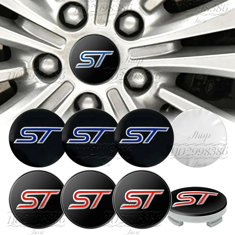 4Pcs Car Styling ST Emblem Wheel Center Hub Cover Sticker Rim Badge Accessories For Ford Focus Fiesta MK2 3 4 5 Kuga Mondeo Edge