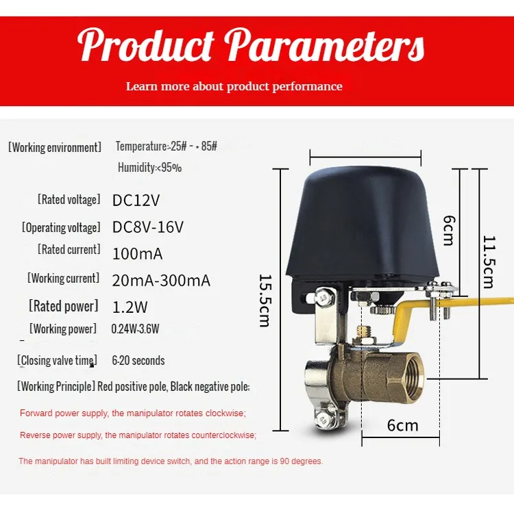 Electric Automatic Manipulator Shut Off Valve for Alarm Gas Water Pipeline Security Device Assortment