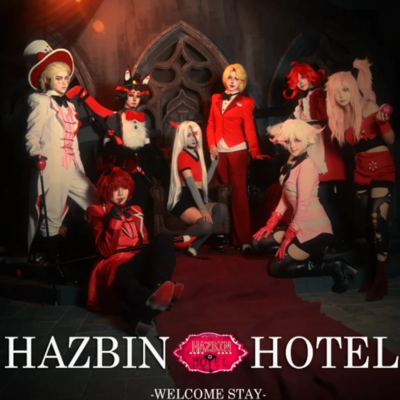 

Hazbin Hotel Alastor Charlie Vaggie Vox Niffty Cosplay Costume Halloween Party Full Set Polyester Outfit for Adults