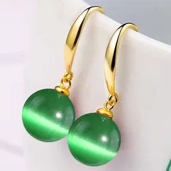 Hot fashion Cat's eye Pearl Earrings White Pearl 18K Gold 925 Sterling Silver Stud Earrings for Women Fine Jewelry Gift