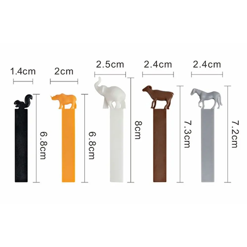 5Pcs 귀여운 고무 3D 책갈피 독서 선물 만화 동물 책갈피 책 마커 편지지