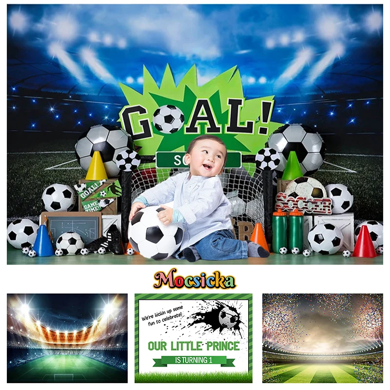 

Mocsicka Soccer Birthday Decoration Background Football Green Sports World Cup Party Man Boy Baby Happy Birthday Backdrop Studio