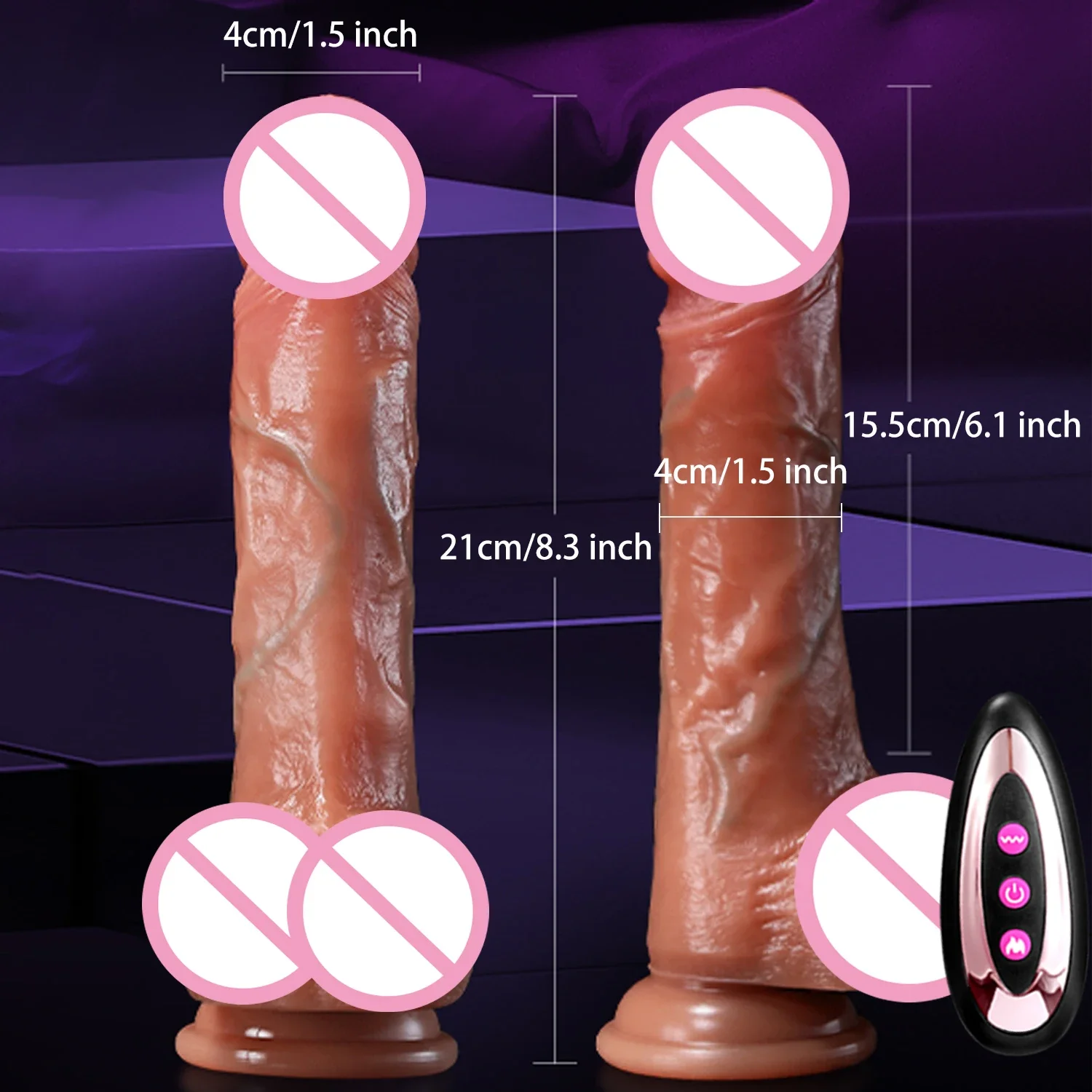 Mainan seks Dildo realistis Thrust silikon untuk wanita Vibrator besar Penis bergetar pemanas teleskopik Dildo Vibrator cangkir hisap