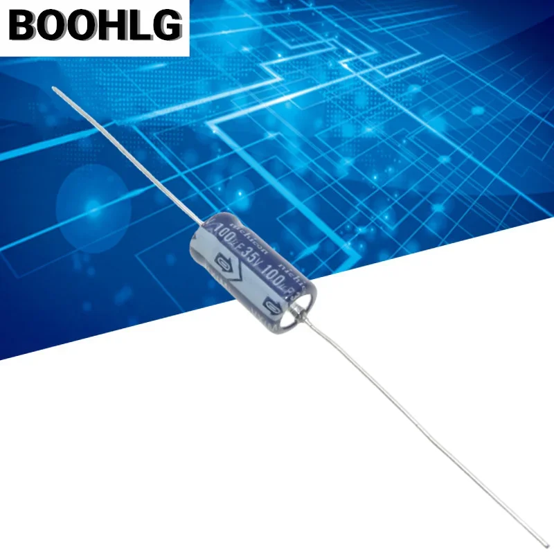 10PCS imported filter capacitor horizontal axial polarized electrolytic capacitor 35v 100uf 8X16mm