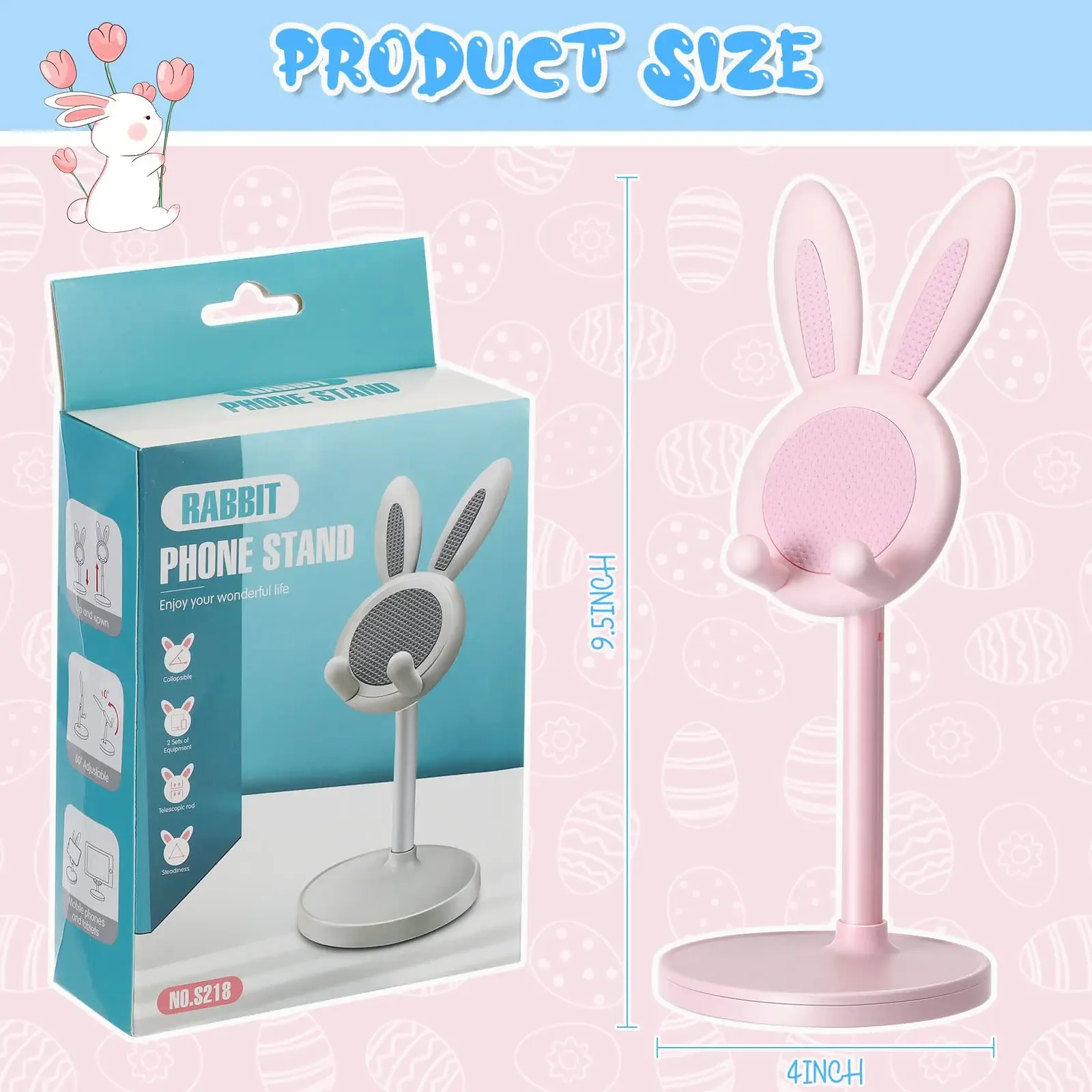 Cute Rabbit Ears Mobile Phone Holder Lift Adjustable Desktop Mobile Phone Tablet Ipad Stand Selfie Live Multifunctional Bracket