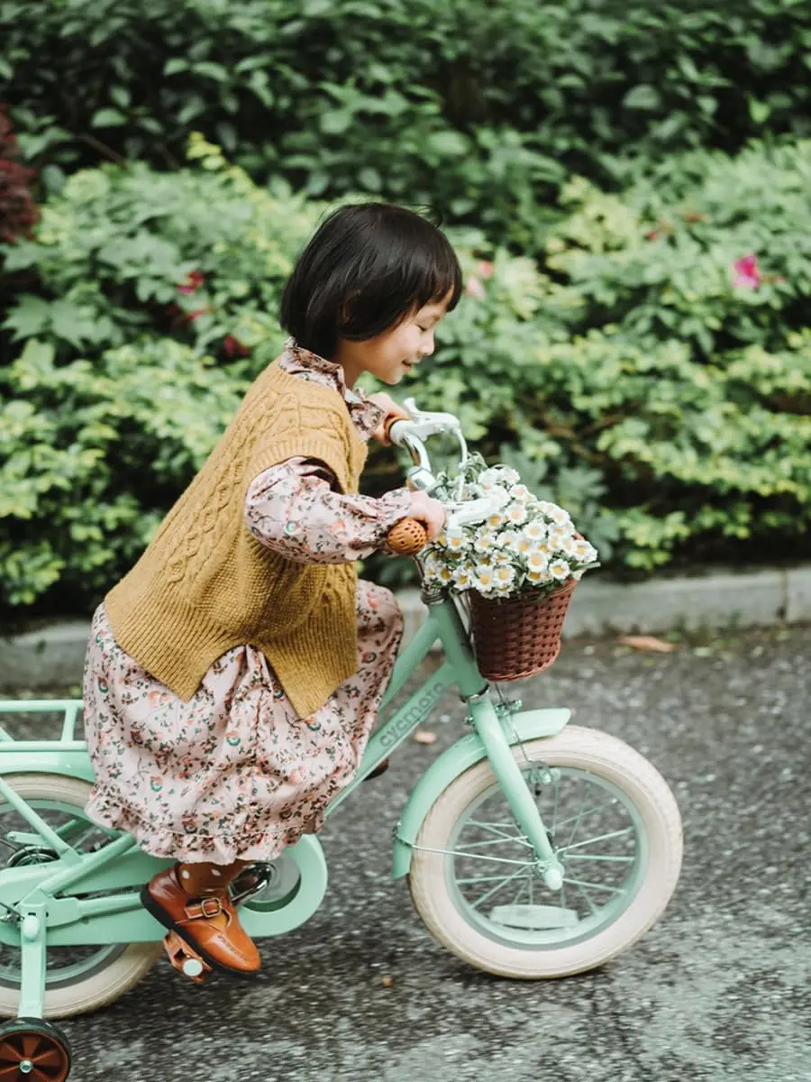 Girls Bike for 2-12 Years Old Toddlers and Kids, 18" Retro Style Kids Bike with Training Wheels, 20 Inch Childre