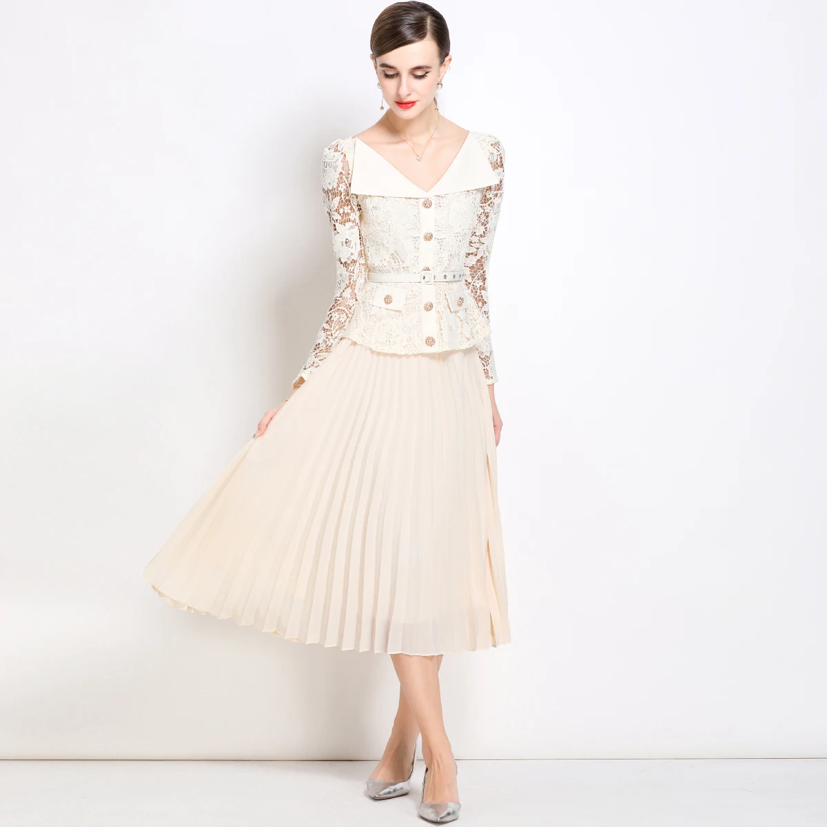 Automne piste fleur broderie dentelle Patchwork robe de bal femmes été automne à manches longues ceinture Midi longues robes de soirée