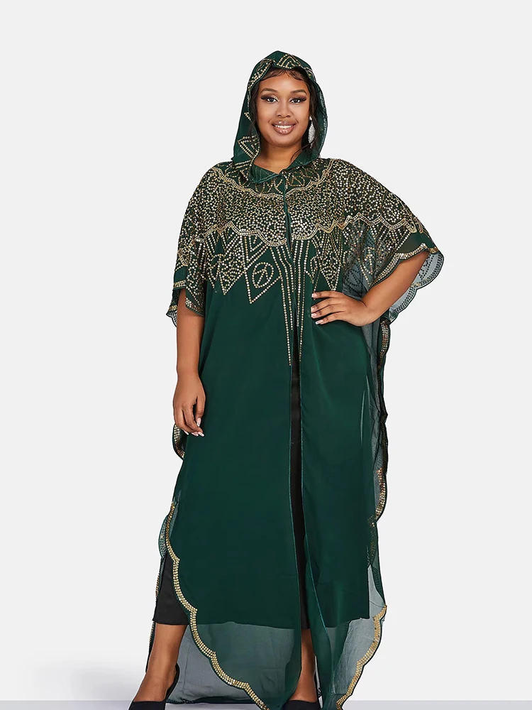 Women\'s Chiffon Batwing Sleeve Sequins and Fringes Loose and Versatile Dress African Fashion Gown Free Size Summer New 2022