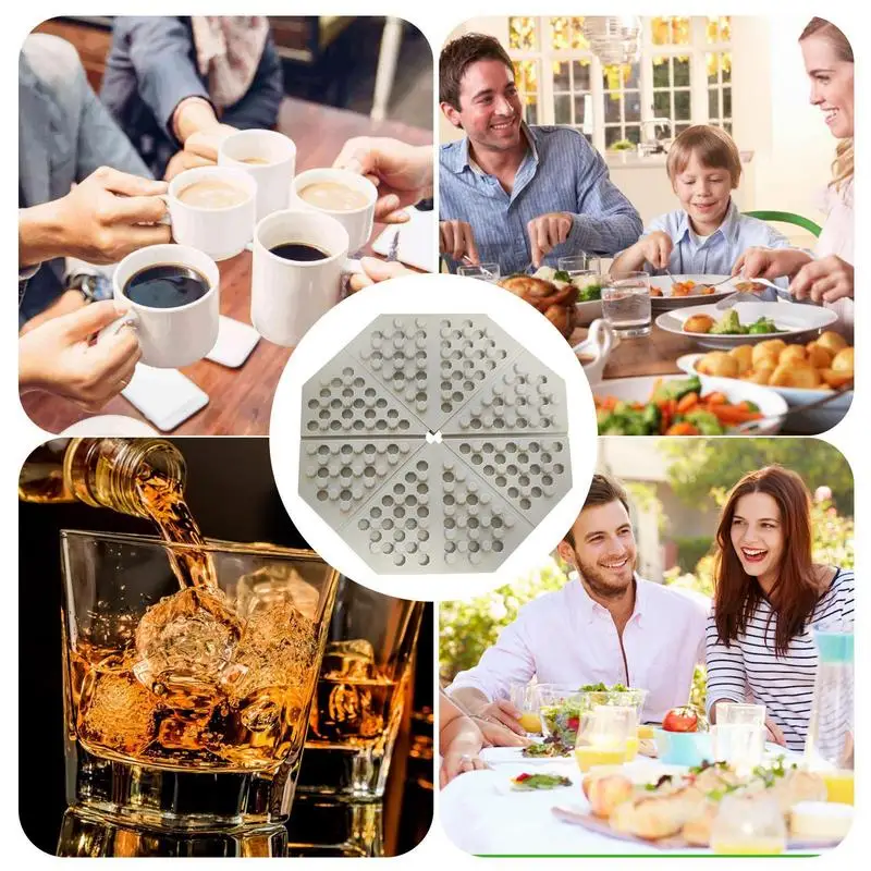 Geometric Drink Coasters Waterproof Silicone Decorative Coaster For Dining Table Restaurant Foldable Heat-resistant Anti-Slip