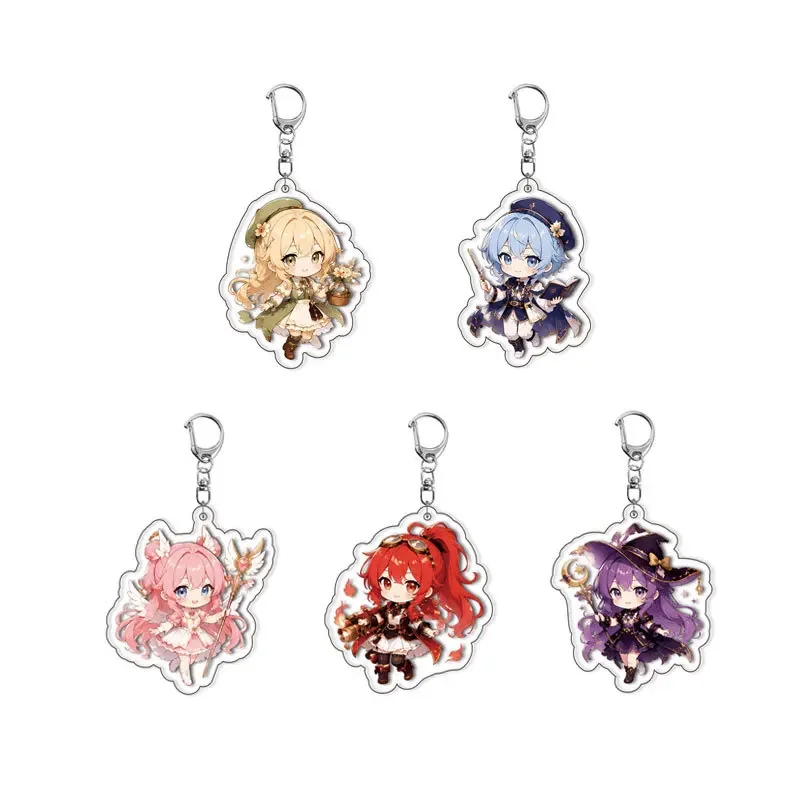 Aurora Academy Anime Acrylic Keychain, Cute Character Pendant Key Ring, Double-Sided Bag Charm, Backpack Key Holder Gift