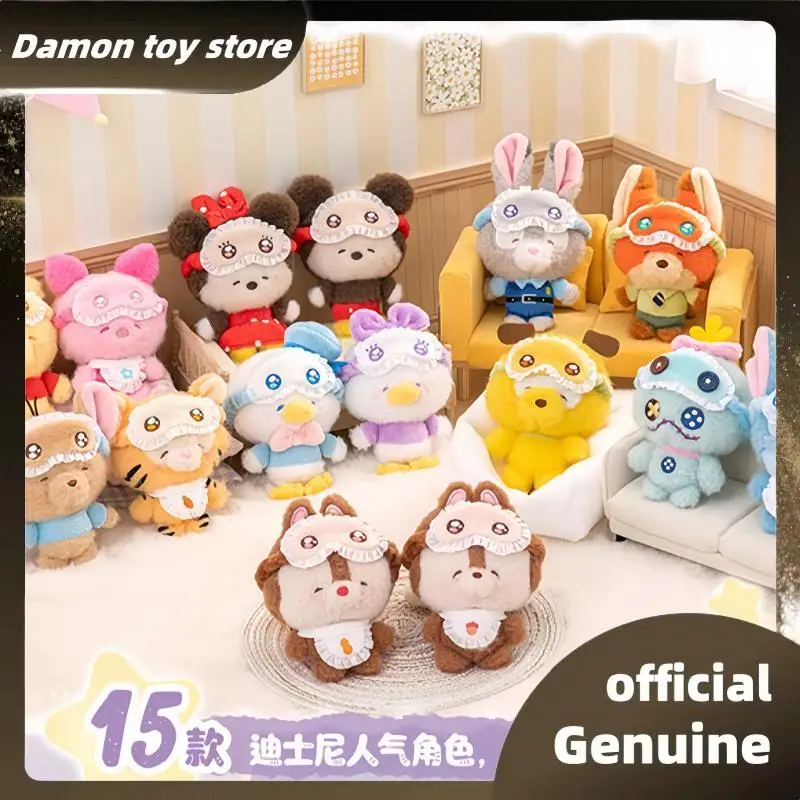 

New Genuine Mickey Squinting Sleepwear Series Plush Pendant Blind Box Lovely Nick Cartoon Characters Bag Pendant Mystery Box