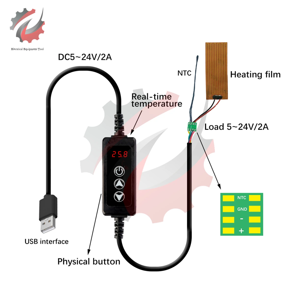 W-3301 DC 5-24V 2A Mini USB Temperature Controller LED Digital Thermostat Thermometer New Thermoregulator With 1M Cable