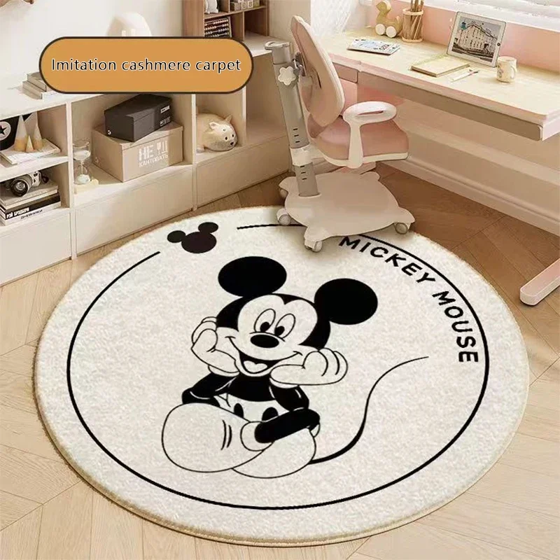 Disney Mickey Mouse Cushion Faux Cashmere Mat Bath Mat Non Slip Cartoon Cashmere Carpets Minnie Kawaii Bathroom Living Room