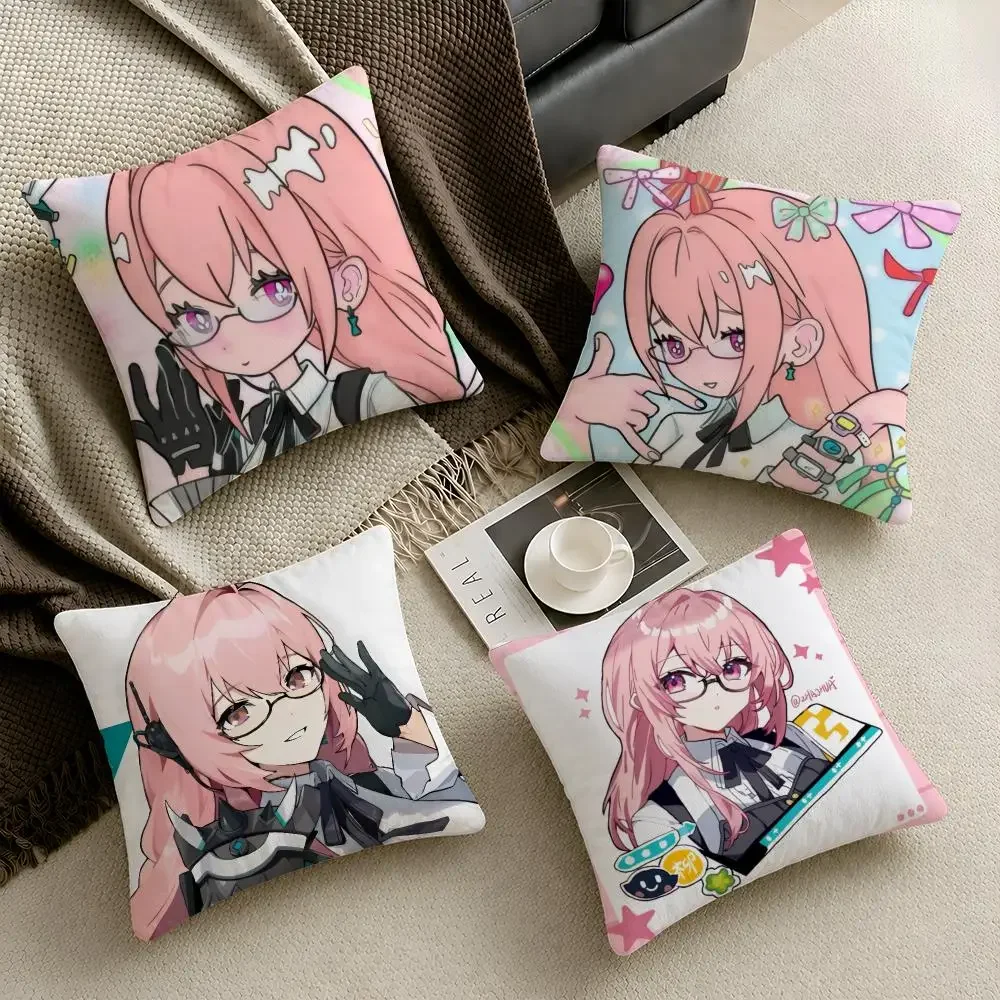 Gaming ZZZ Yanagi Cyber Chibi Cushion Cover Throw Pillow Soft Short Plush Cozy Durable Colorfast Sofa Bedroom Home Decor Gift