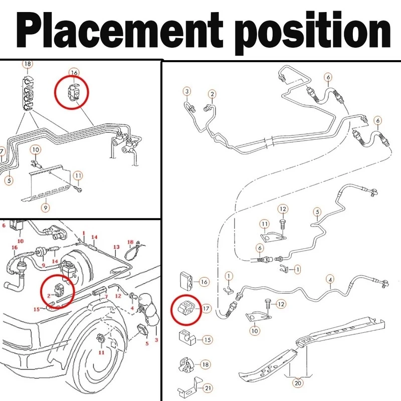 10PCS Car Brake Line Cable Bracket Vacuum Hose Pipe Clips For VW Jetta Santana Chery Passat Chassis tubing fixed line clip hooks