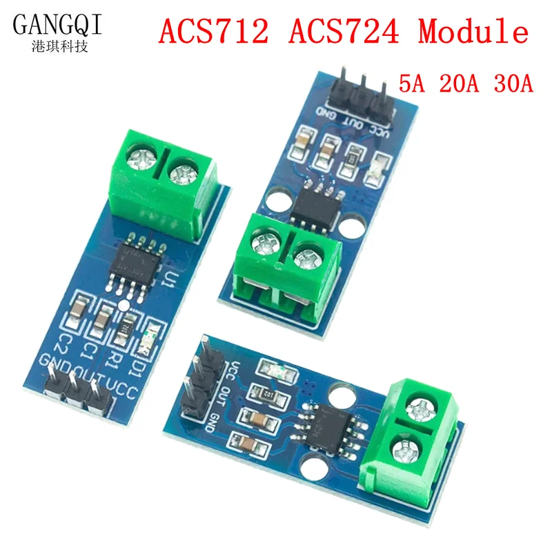 1PCS NEW 5A 20A 30A Hall Current Sensor Module ACS712 Model For Arduino AC DC Current Detection Board ACS712TELC- 5A/20A/30A