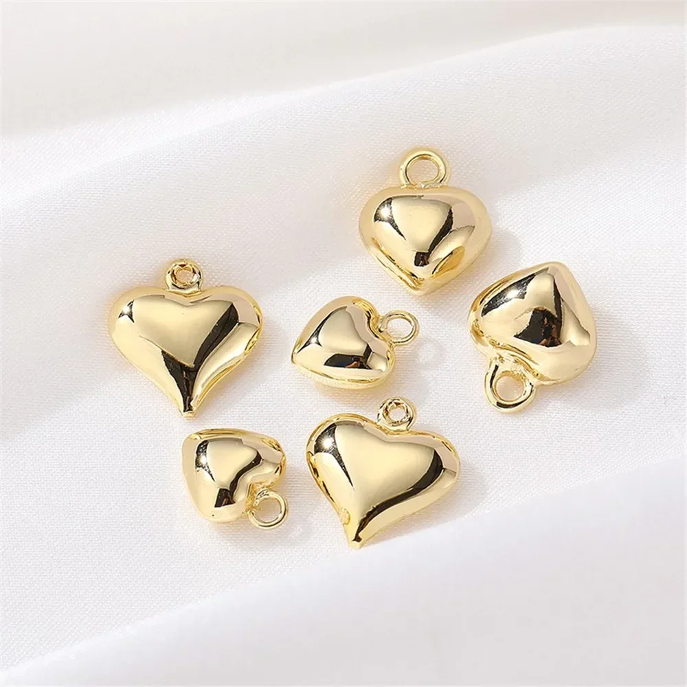 

14K Gold Face Love Heart-shaped Pendant Pendant Handmade Diy Bracelet Necklace Jewelry Accessories L348
