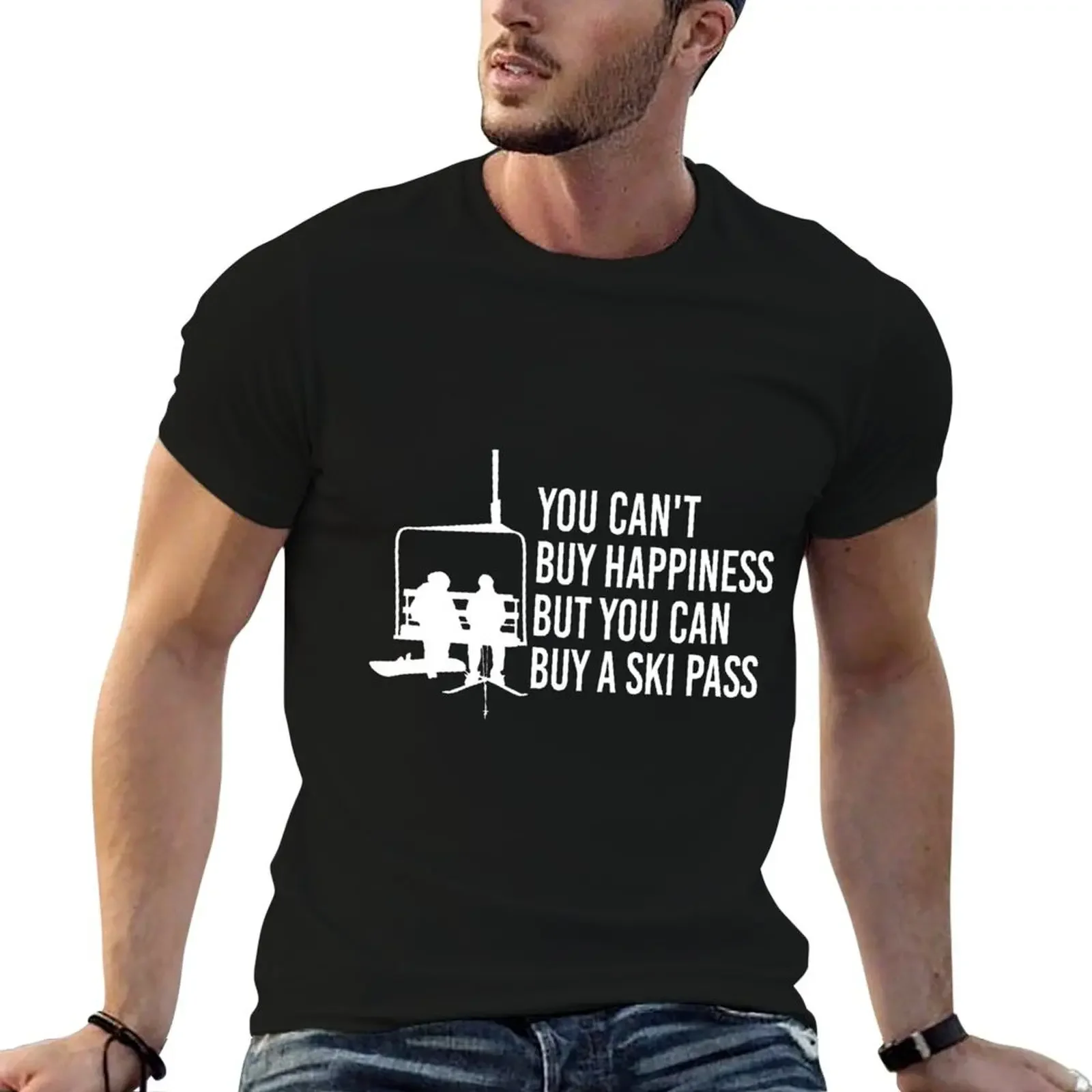 

You Can't Buy Happiness But You Can Buy Ski Pass T-Shirt quick drying luxury clothing labubu men t shirts