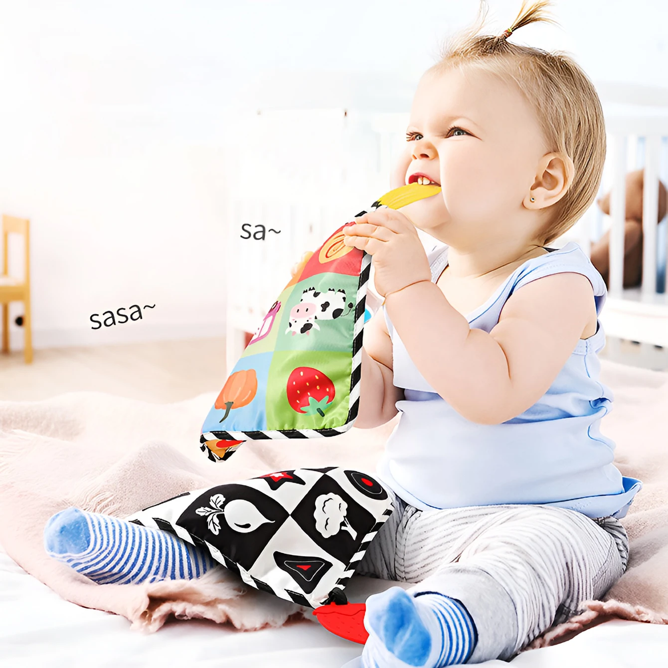 Baby Handtuch Sound Papier Sound Stoff Buch mit Beißring Träne nicht gebrochen frühe Bildung Puzzle Praxis Farbe Erkenntnis Stoff