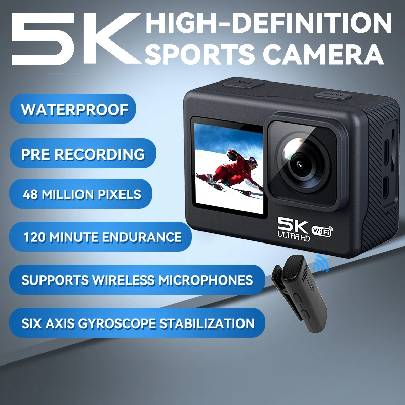 

5K Action Camera 4K60FPS 2.0 Inch Touch Screen Wi-Fi 170° Wide Angle 30M Waterproof Helmet Video Recording Sports Cameras