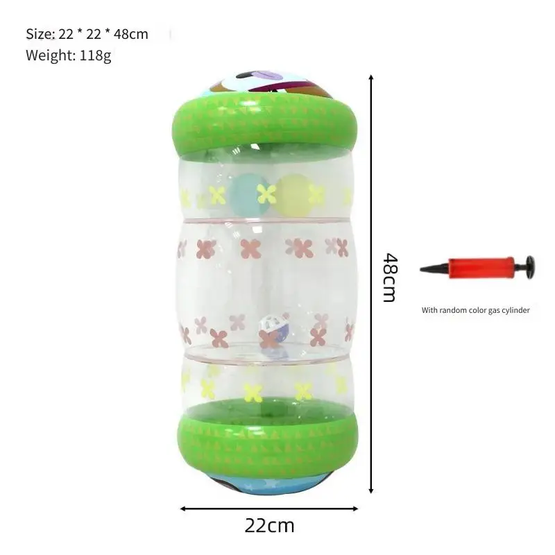 PVC Inflatable Roller Baby Crawling Toy with Rattles Rolling Play Roller Inflatable Rattle Toy for Toddlers Infant Plaything