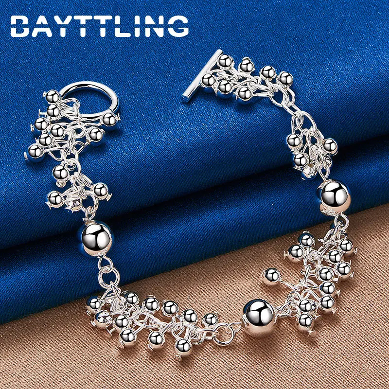 

925 Sterling Silver Grape Beads Chain Bracelet For Noble Woman Party Gift Girlfriend Fashion Wedding Jewelry Accessories