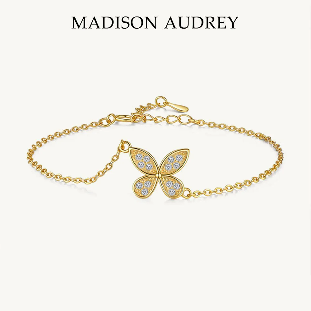 

Romantic Moissanite Butterfly Bracelet 925 Sterling Silver for Women Adjustable Size Birthday Anniversary Gift Trendy Jewelry