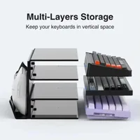 Desk Organizer Keyboard Stand 3 Tier Acrylic Clear Storage Rack with Mouse Hanger Non-Slip Pad for Office Home Desktop 4