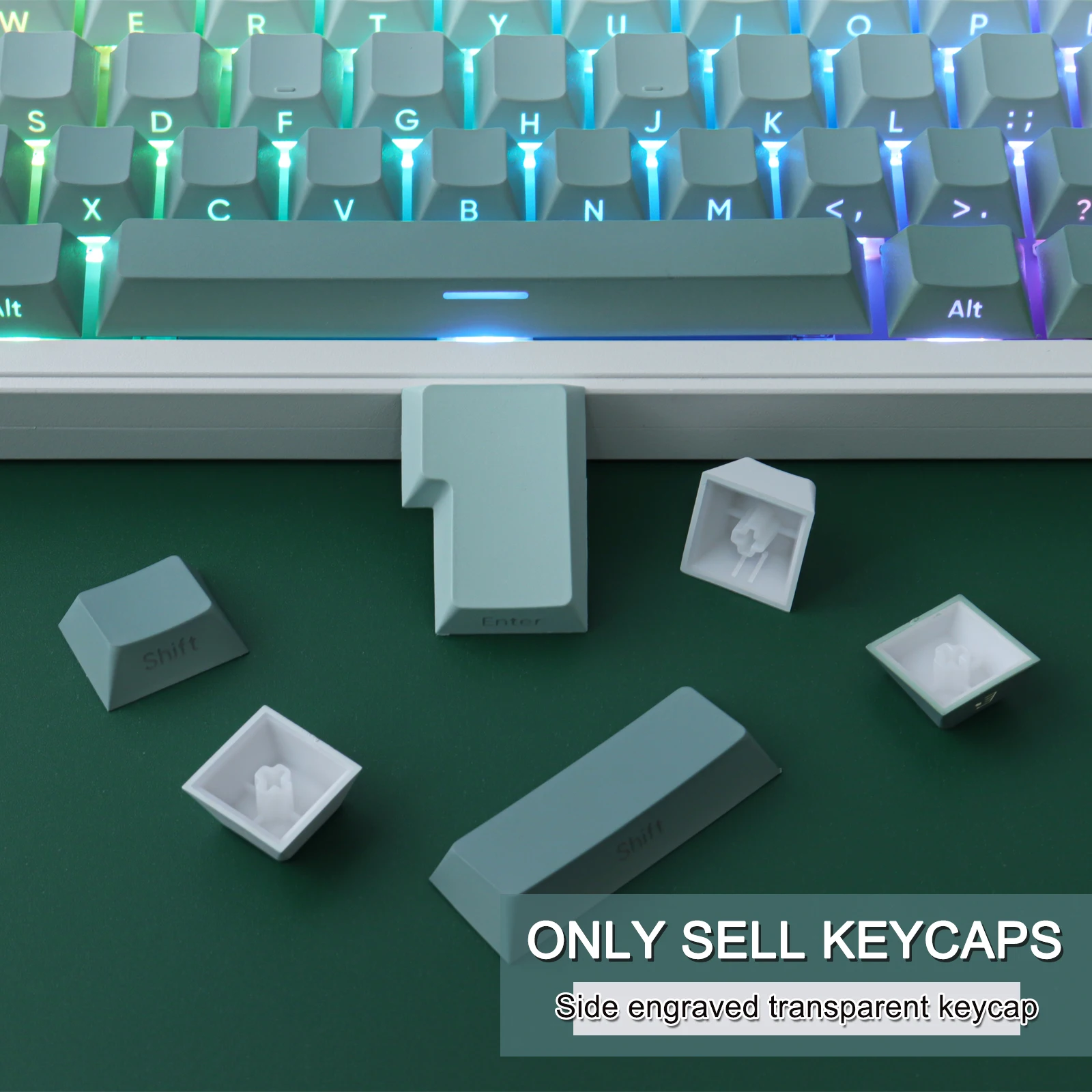 Zsozsó Meredekség keycaps Vadcseresznyefa Idom backlit Áttetsző seagrass keycap PBT sideprint keycap Moszat forgk61 87 104 keyboar