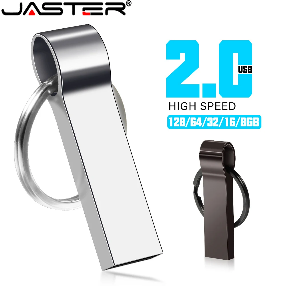 

JASTER USB Flash Drive 128GB 64GB 8GB 16GB with Keychain USB 2.0 Pendrive 32GB Waterproof Memory Stick 4GB Free Custom Logo Gift