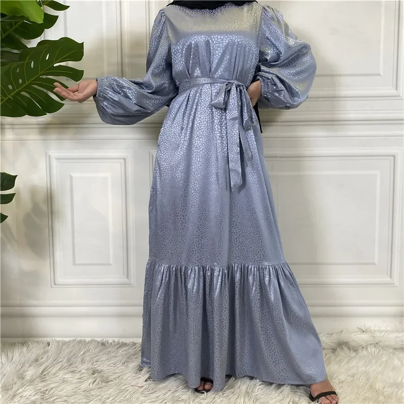 Fashion Print Muslim Dress Women Stretch Cuff Kaftan Casual Dubai Abaya Women Clothes Lace-up Dresses Women Musulmane Vestidos