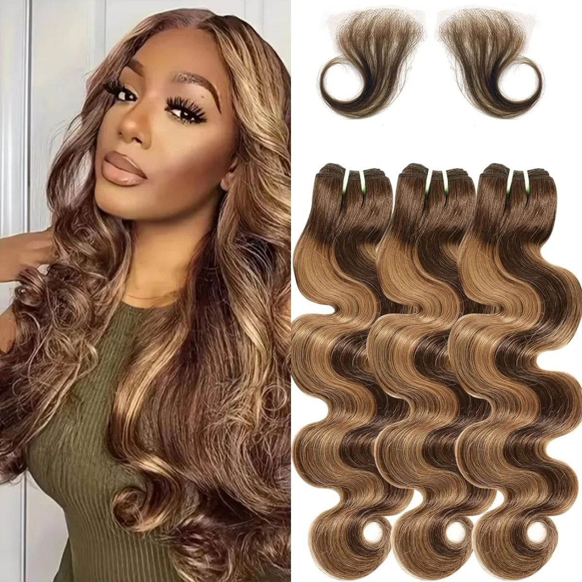 4/27 pasma typu Body Wave 100% ludzki włos Tissage z przednim podkreśleniem brazylijskie doczepy z włosów pasma włosy surowe doczepy z włosów