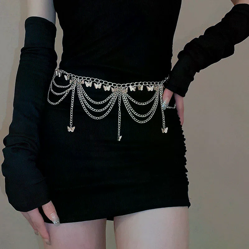 النساء الخصر سلاسل مجوهرات الأزياء فراشة البطن الجسم الديكور المعادن متعدد الطبقات السراويل سلسلة الصيف تنورة الملحقات #2