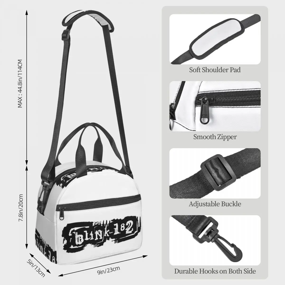 Blink 182 Punk Smile Lunch Bags Insulated Bento Box Leakproof Lunch Tote Picnic Bags Cooler Bag for Woman Children