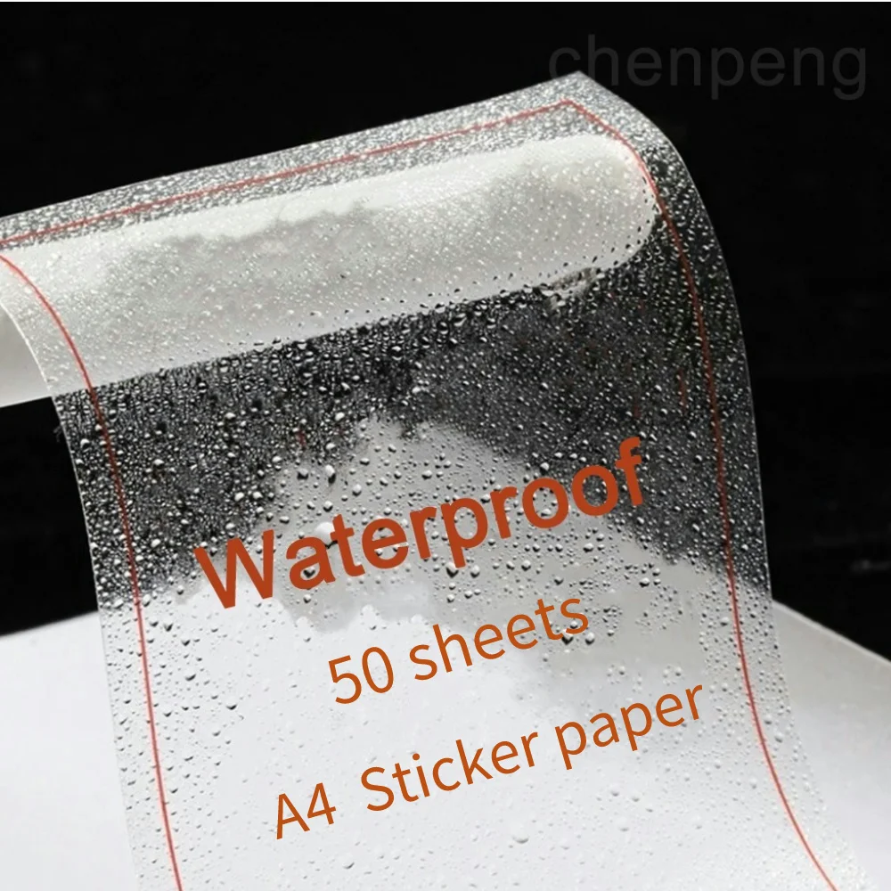 50 Sheets 100% Transparent Vinyl Sticker Paper for Inkjet Printer White Glossy A4 Waterproof printable stickers Adhesive paper