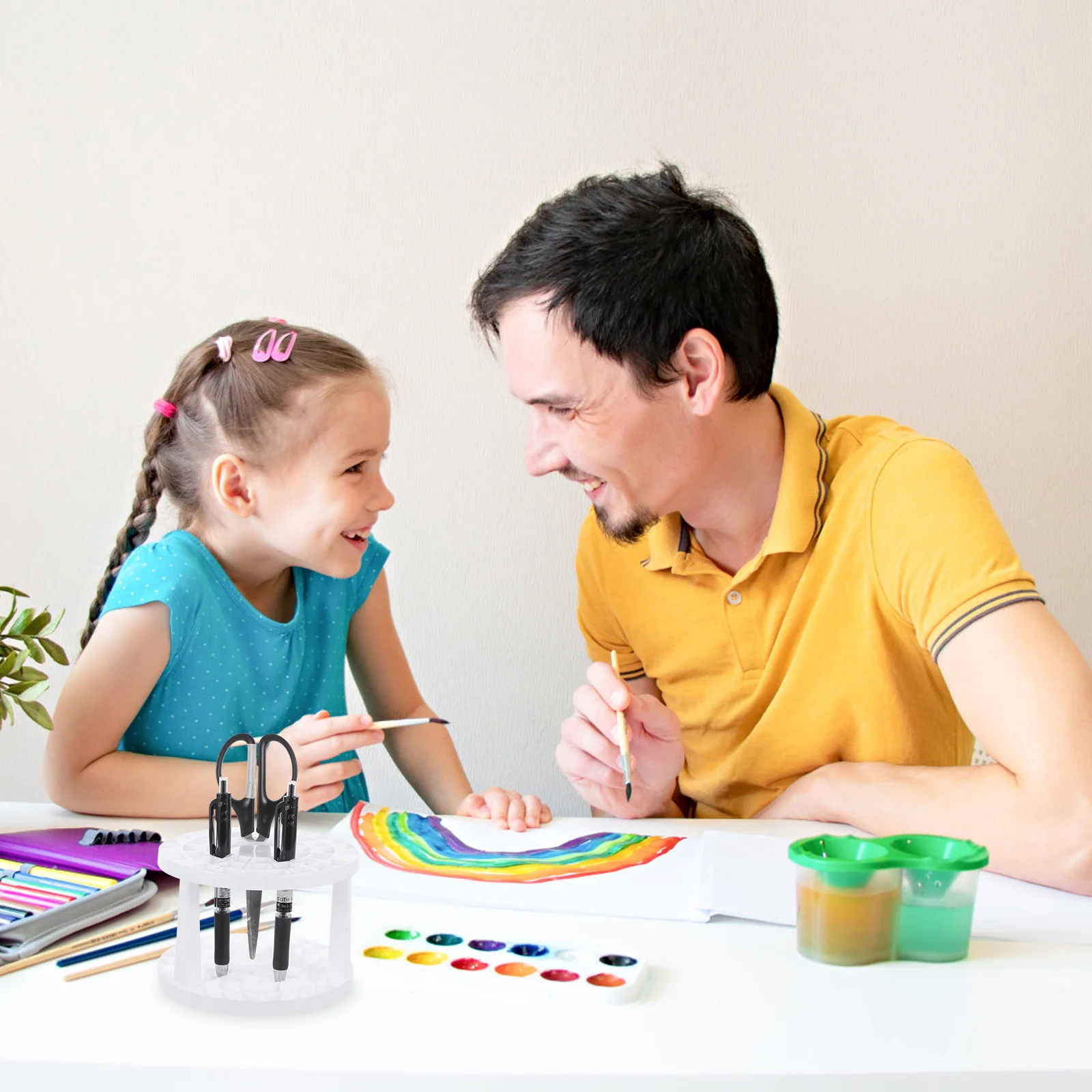 حامل قلم متعدد الوظائف 49 فتحة التصميم الإبداعي فرشاة قلم رصاص تخزين الرف لمكتب المدرسة المنزل سطح المكتب ديكور المنظم #6