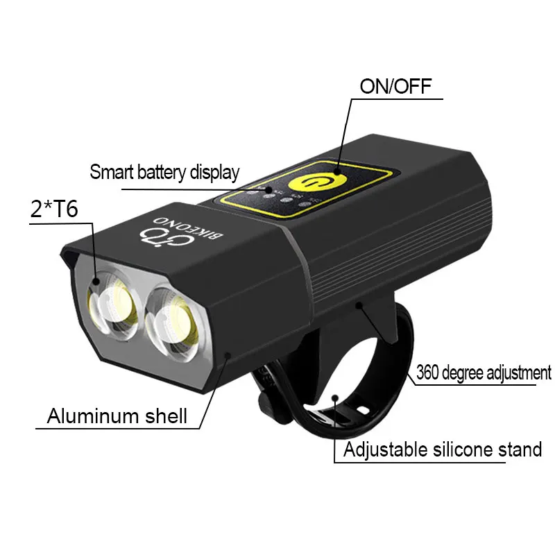 LED MTB Bicycle Light T6 1200mAh USB Bike Light Adjustable Zoom Bike Front Headlight Cycling Lamp Flashlight Lantern Accessories