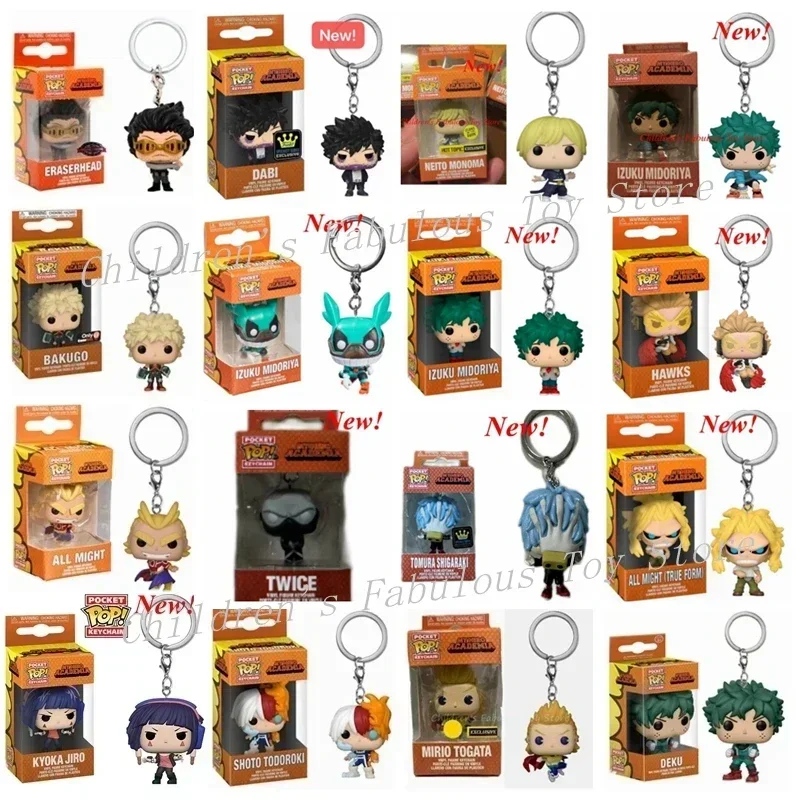 NOVO FUNKO My Hero Academia BAKUGO DEKU All Might Pocket Dabi Eraserhead Mirio Chaveiro Figura de ação modelo brinquedos para crianças