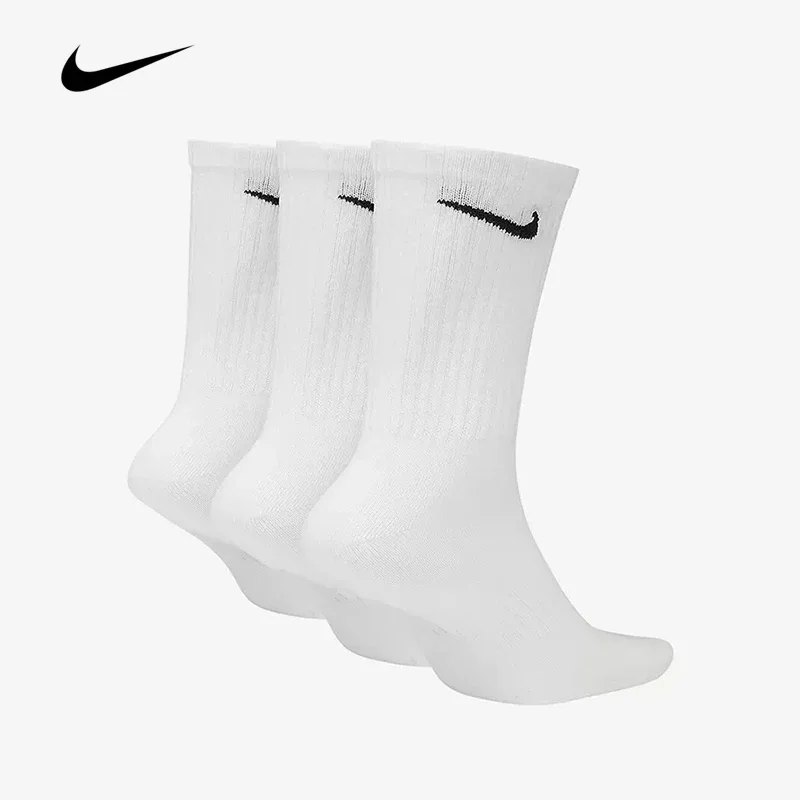 Nike Everyday Calzini sportivi unisex leggeri da uomo e da donna 3 paia di calzini bianchi a canna centrale da treno SML XL SX7676