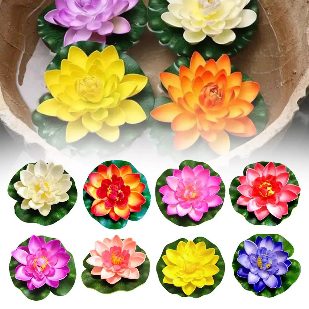 1pcs Artificial Flowers Floating Lotus Foam Water Lily Plant Pool Garden Home Fish Pond Decoration Decor Flower Fake K3h1