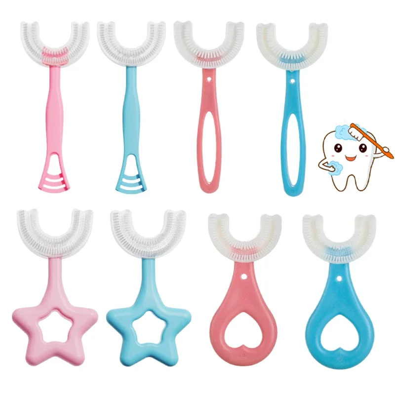 Solid Silicone Training 360 Toothbrush for Children Baby Kids Soft U-shaped Newborn Teeth Whitening Teethers Health Care Cleaner