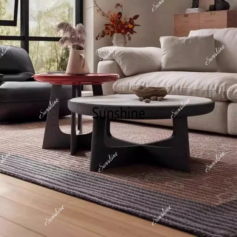 Italian minimalist microcrystalline stone coffee table living room household simple round coffee tableTJ