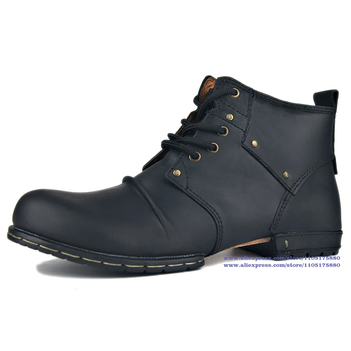 

High Top Men's Boots Round Toe Brown/black Leather Casual Shoes Trendy Handmade Outdoor Men's Shoes New In Botas Mujer