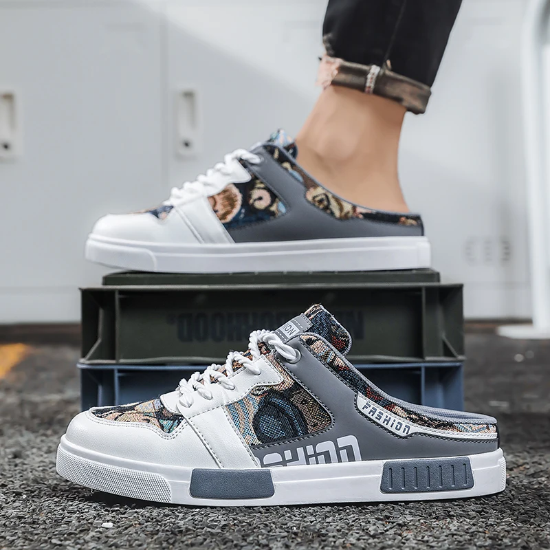 شباشب شبه صيفية مثيرة للرجال مزيل عرق شبكي مجوف موضة شعبية أحذية غير رسمية للخروج موضة مبركن برباط مقاس 47 #4