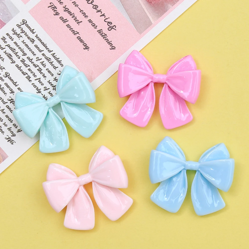 10PCS Shiny Multicolor Bow Series Resin Flatback Cabochons For Hairpin Scrapbooking DIY Jewelry Craft Decoration Accessories