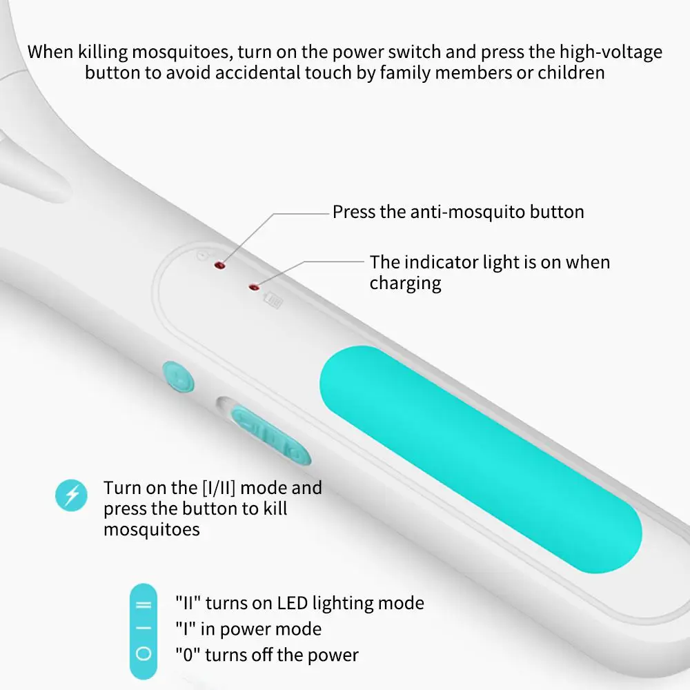 蚊を殺すための強力なバッテリー,電気害虫忌避剤,長いコードレスハンドルツール