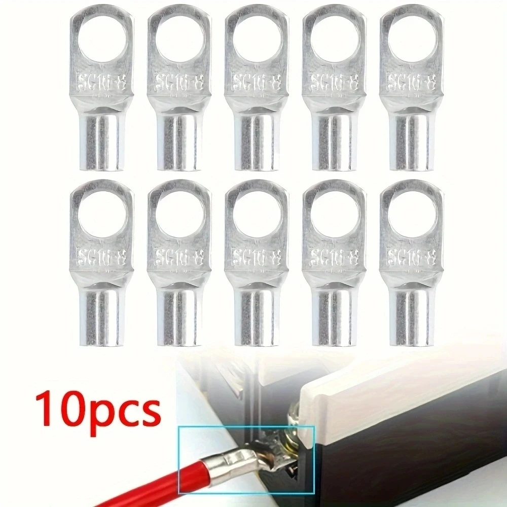 10pcs Cold-Pressed Copper Tab Wiring NoseTerminal Block Wire Connector Ground Lugs Terminal