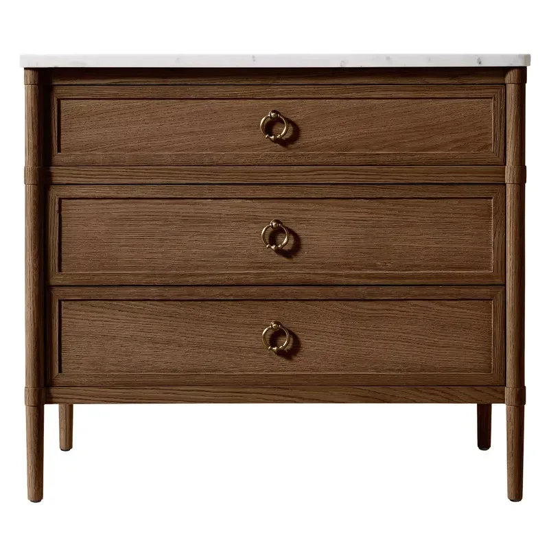 Simple Retro Solid Wood Bedroom Nightstand Light Luxury Country Style Cabinet Modern Storage Locker