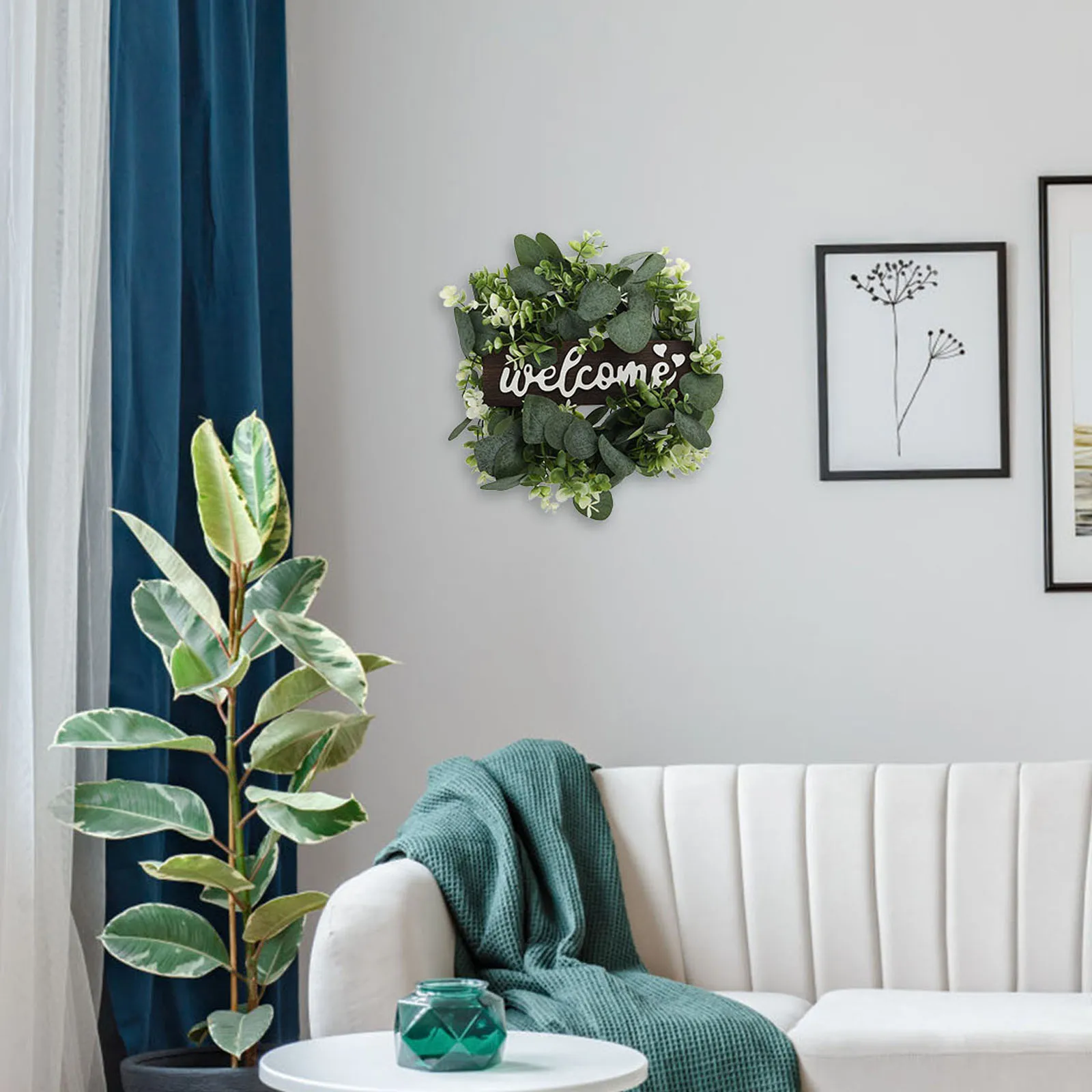 

Eucalyptus Wreath Artificial Garland Welcome Sign for Door Home Garden Decoration Non Fading Lifelike PlantsFake Garland Wreath