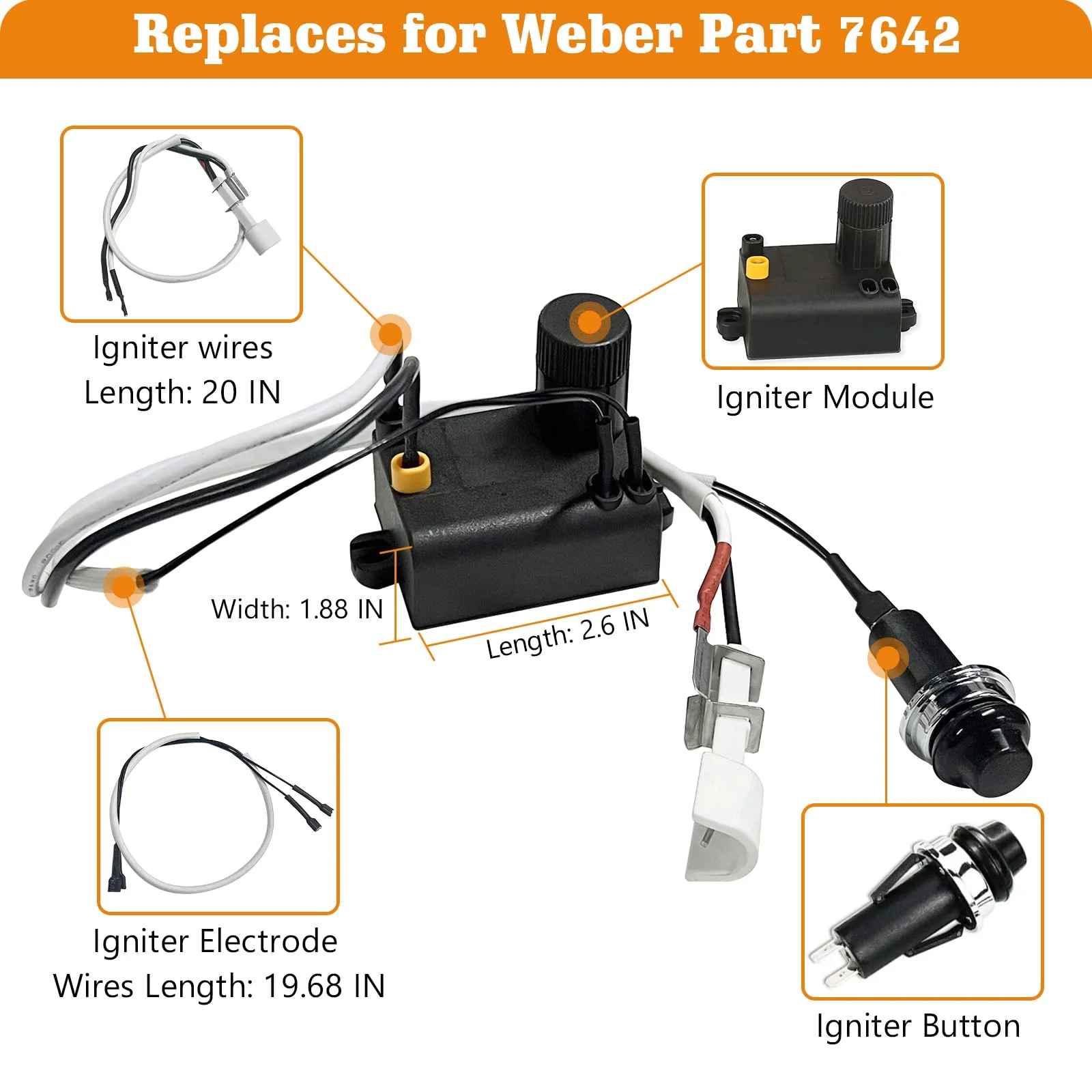 Imagem -03 - Kit de Ignição Eletrônica Substituição para Weber Spirit 210 310 Grill a Gás e s e 210 310 315 320 330 Modelos de Grelha 7642